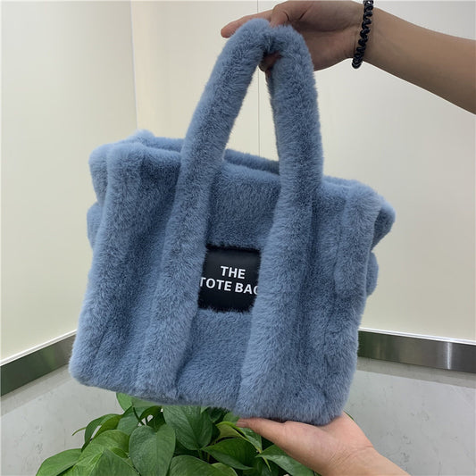 Autumn And Winter Plush Tote Bag (High-Capacity)